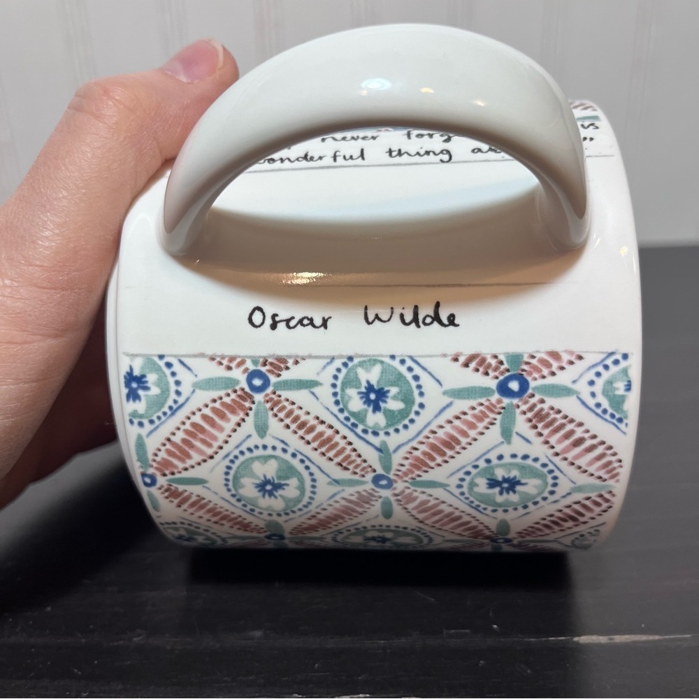 Anthropologie Monogram H Mug Oscar Wilde Quote Quill & Quaver Pattern Initial”H” - Picture 8 of 12